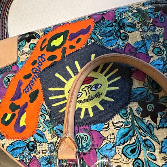 Consuela Beck Commuter Dome Satchel Bag – Multicolor Leather & Canvas - Picture 10 of 15